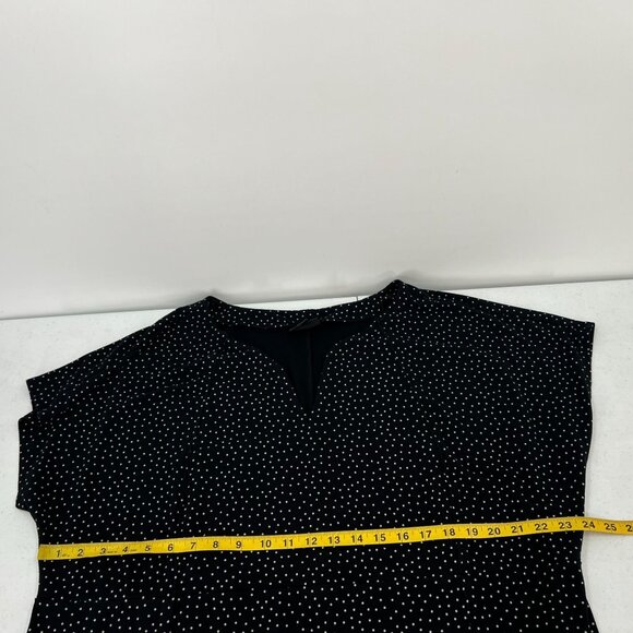 J.Jill 3X Wearever Black Polka Dot Midi Dress Notch V-Neck Short Sleeve - Picture 6 of 12